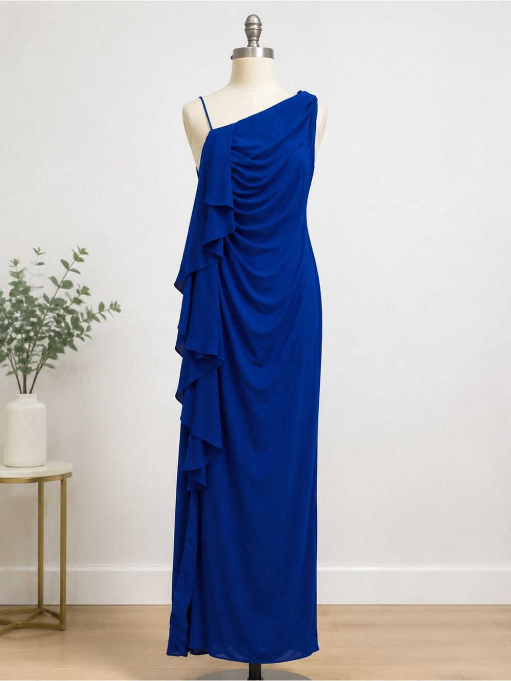 Aidan Mattox Elegant Blue One-Shoulder Dress